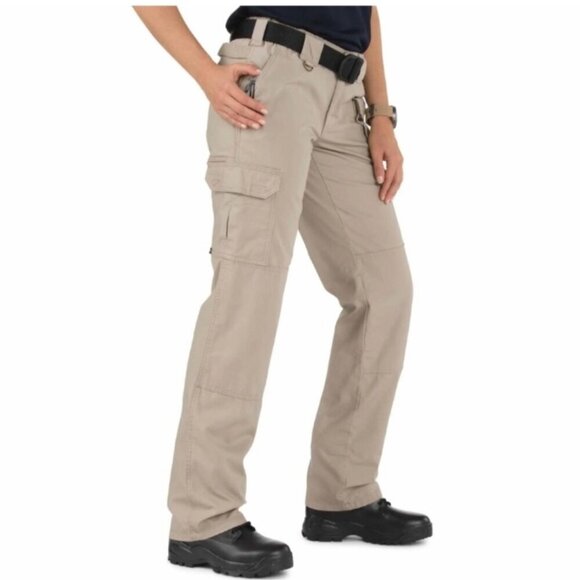 5.11 Tactical Cotton Canvas Cargo Utility Pants Khaki Tan Work Pockets Womens 10 - Picture 1 of 13